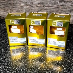 3x Gold Gel Face Mask Global beauty Care facial therapy w/ applicator 1.7oz each